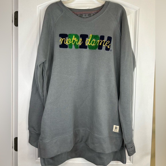 Notre Dame Pressbox Sweatshirt Heather Gray Fighting Irish Raglan Women’s 2XL - Picture 1 of 9